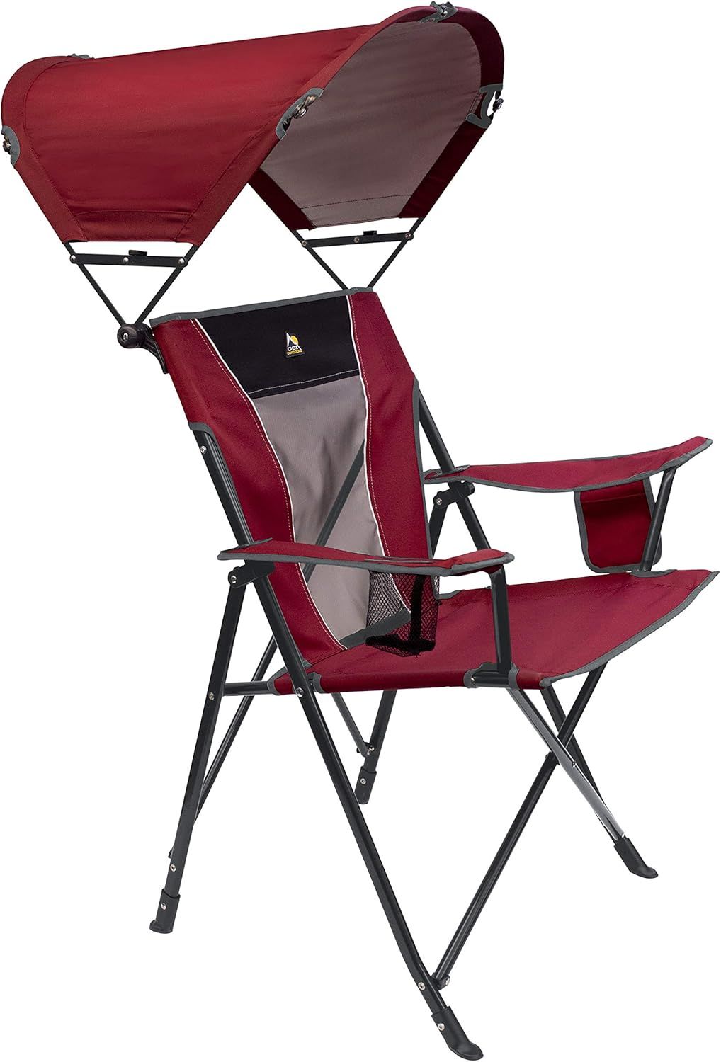 Cinnamon Red Adjustable SunShade Camping Chair with Mesh Backrest