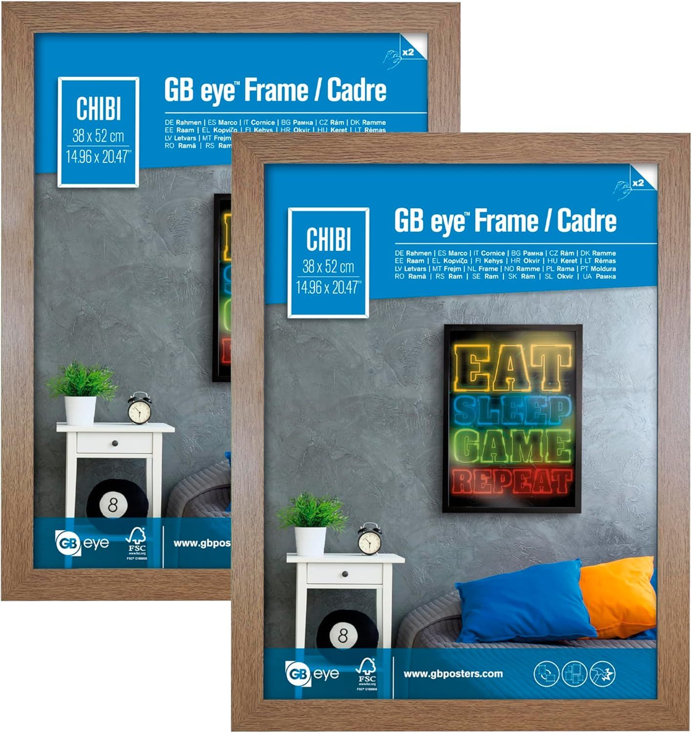 Oak Wood 20.5" x 15" Wall Mount Poster Frame Set