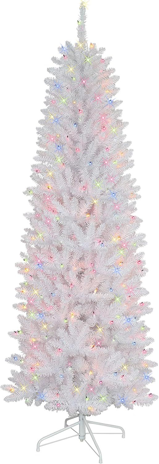 6.5' White Fir Artificial Christmas Tree with Multi-Color Lights