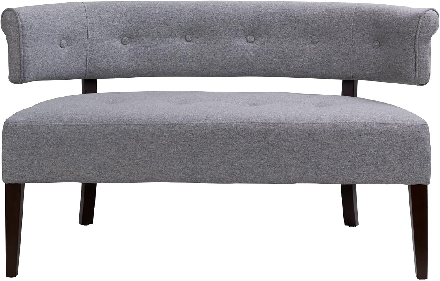 Light Gray Polyester Tufted Roll Arm Settee Bench