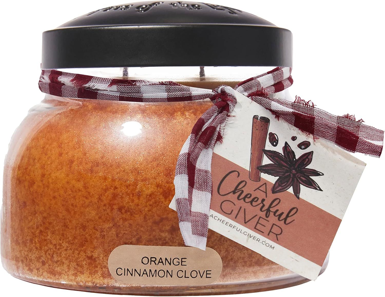 Orange Cinnamon Clove Scented Jar Candle with Black Lid