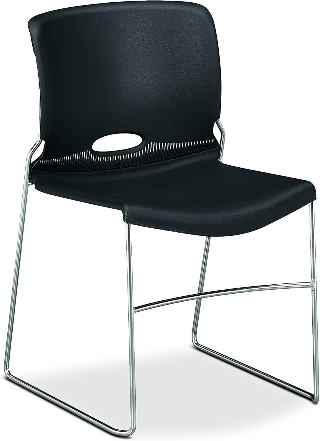 Onyx Armless Metal Stacking Chair with Lumbar Support