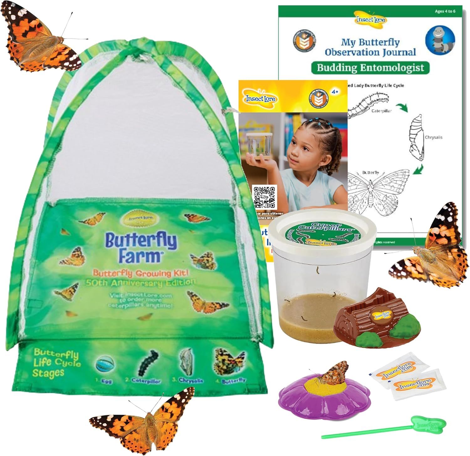 Butterfly Farm Kit with Live Caterpillars and Habitat