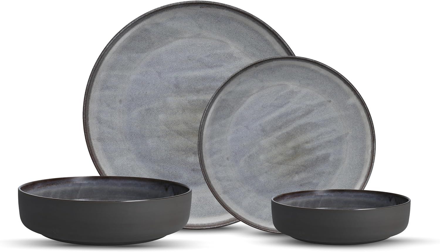 Northern Lights Gray Ceramic 16-Piece Dinnerware Set, Service for 4