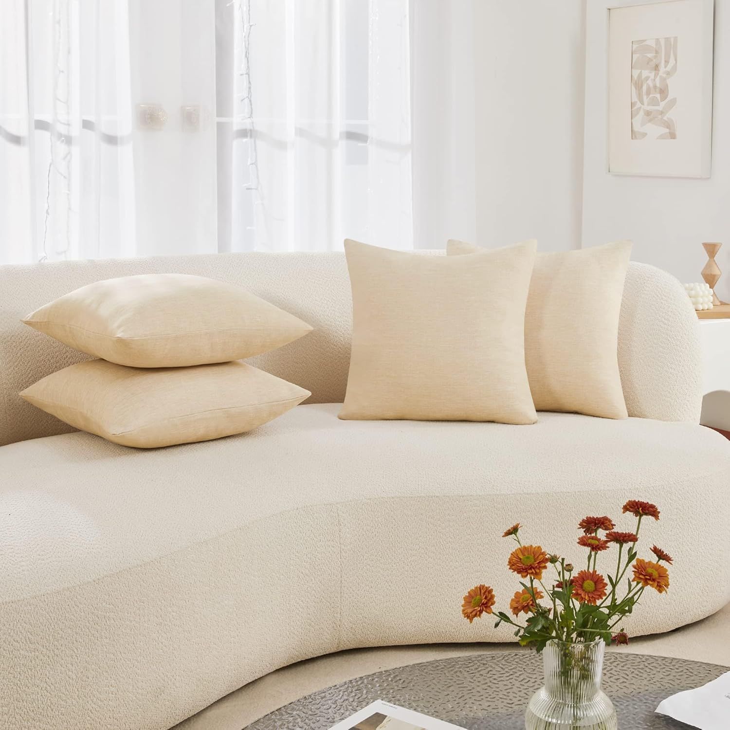 Euro White Embroidered Polyester Pillow Covers Set