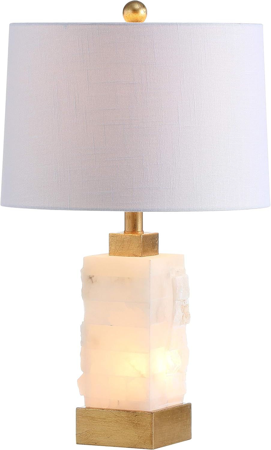 Eloise 23" White Alabaster and Gold Leaf LED Table Lamp