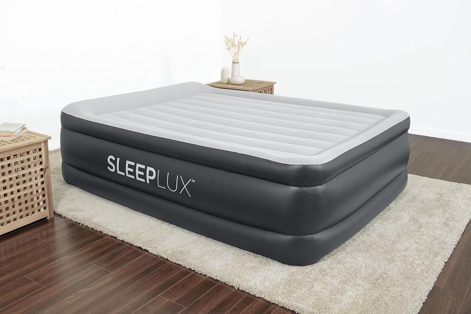 SleepLux Queen Size Raised Inflatable Air Mattress with Built-in Pump