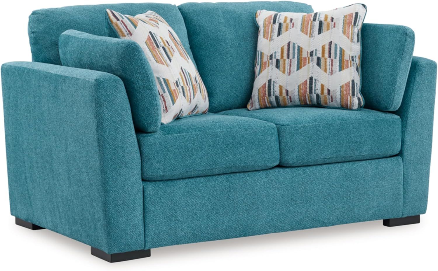 Signature Design by Ashley Keerwick Scandinavian Loveseat with 4 Toss Pillows, Blue