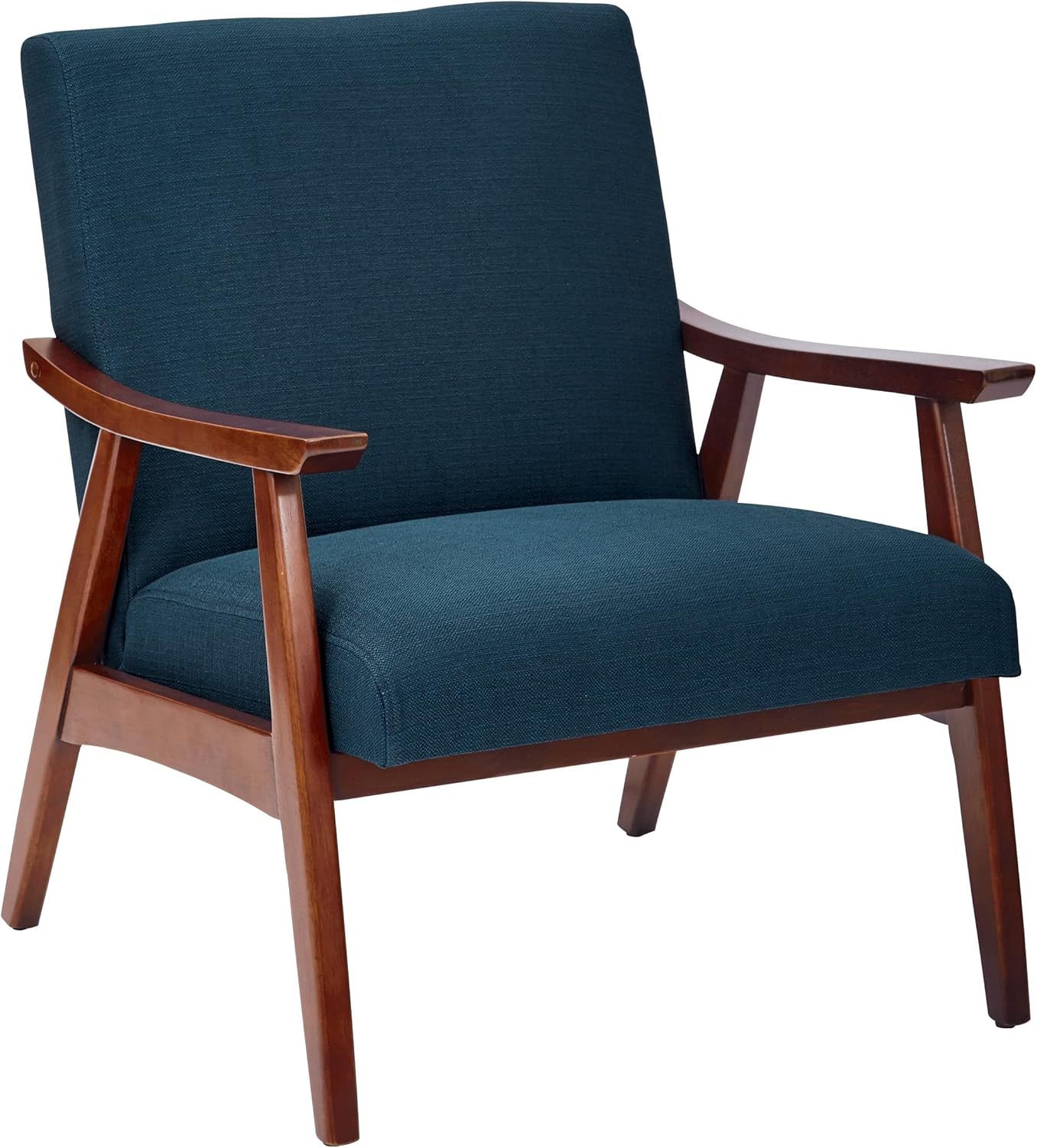 Mid-Century Modern Davis Accent Chair in Klein Azure with Wood Frame