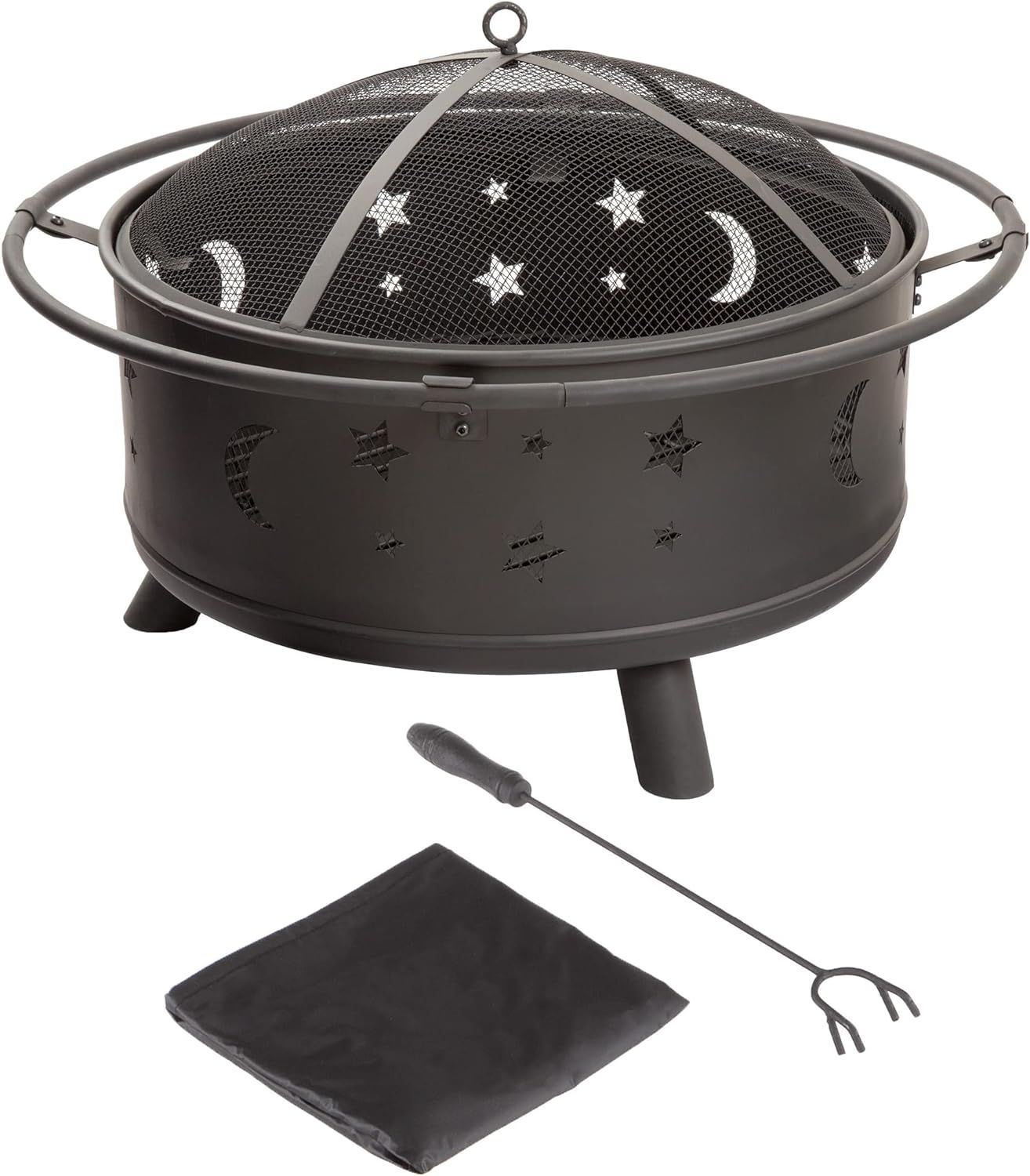 Black 30-Inch Starry Sky Wood Burning Fire Pit Table