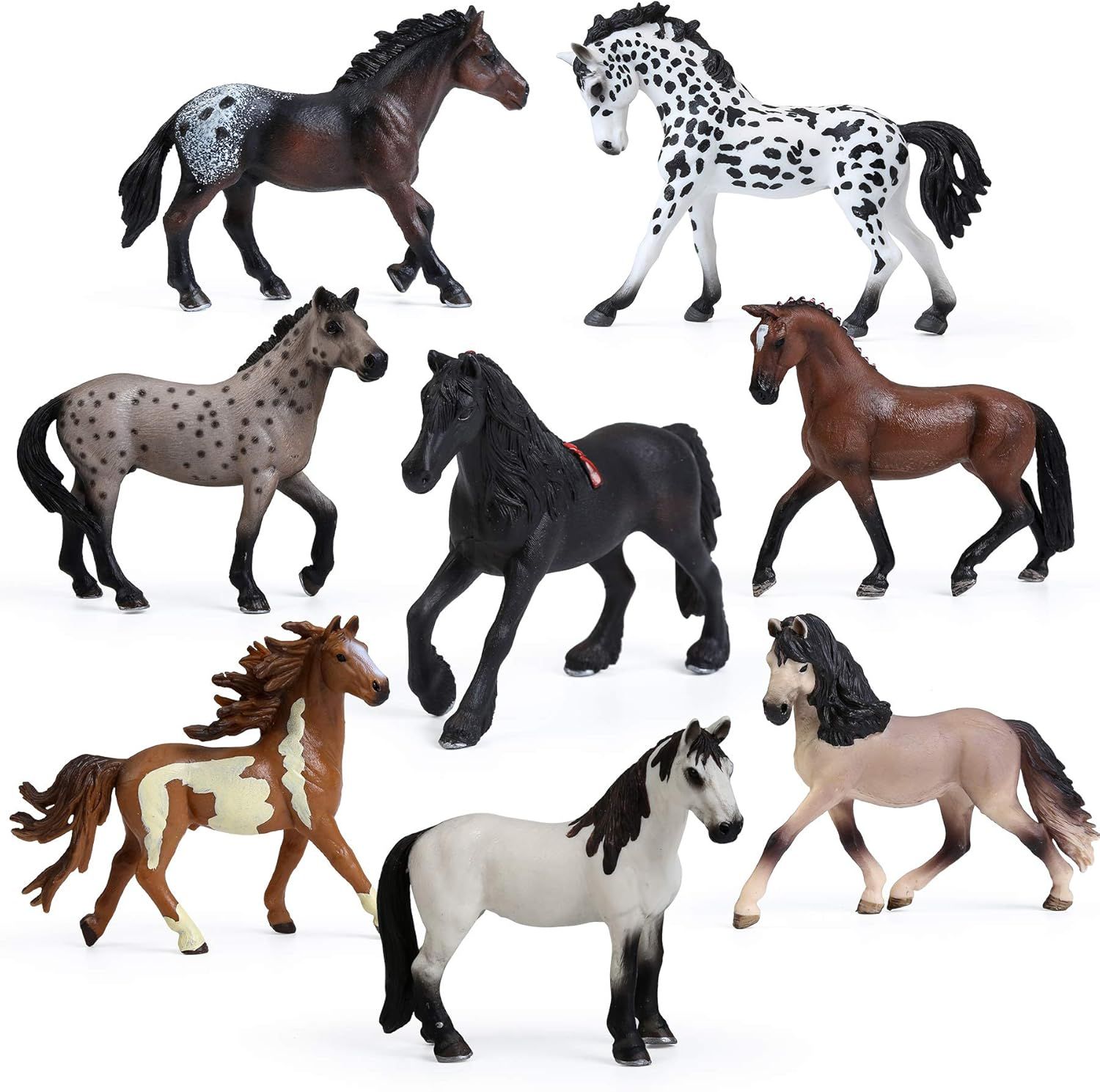 8-Piece Multicolor Plastic Horse Figurine Set