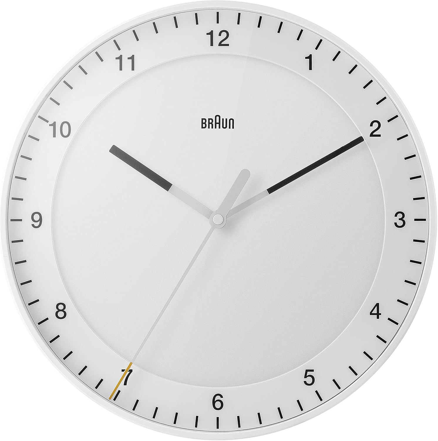 Braun 30cm White Silent Sweep Wall Clock with Glass Lens