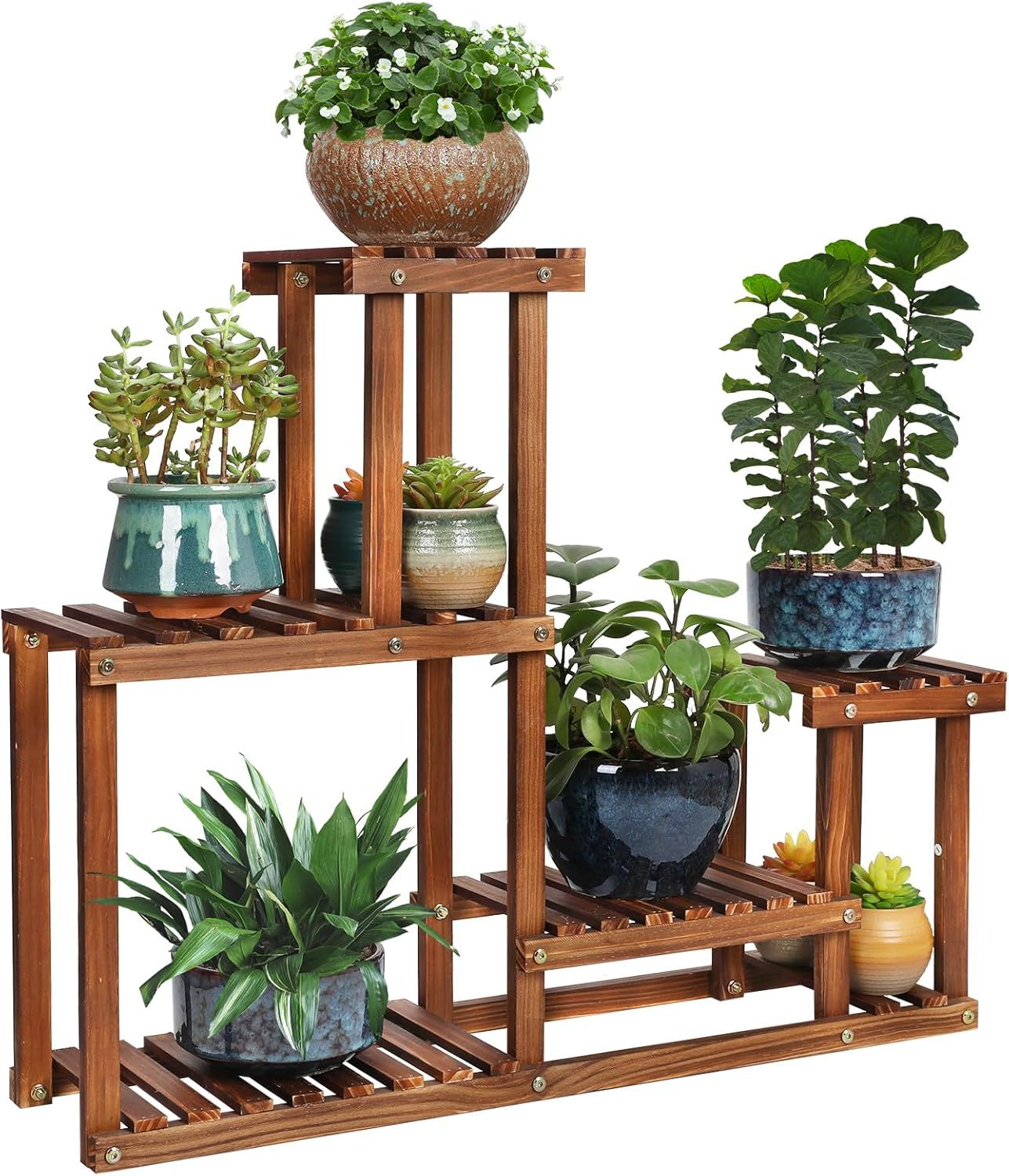 Pine Wood Multi-Tier Indoor Outdoor Plant Stand