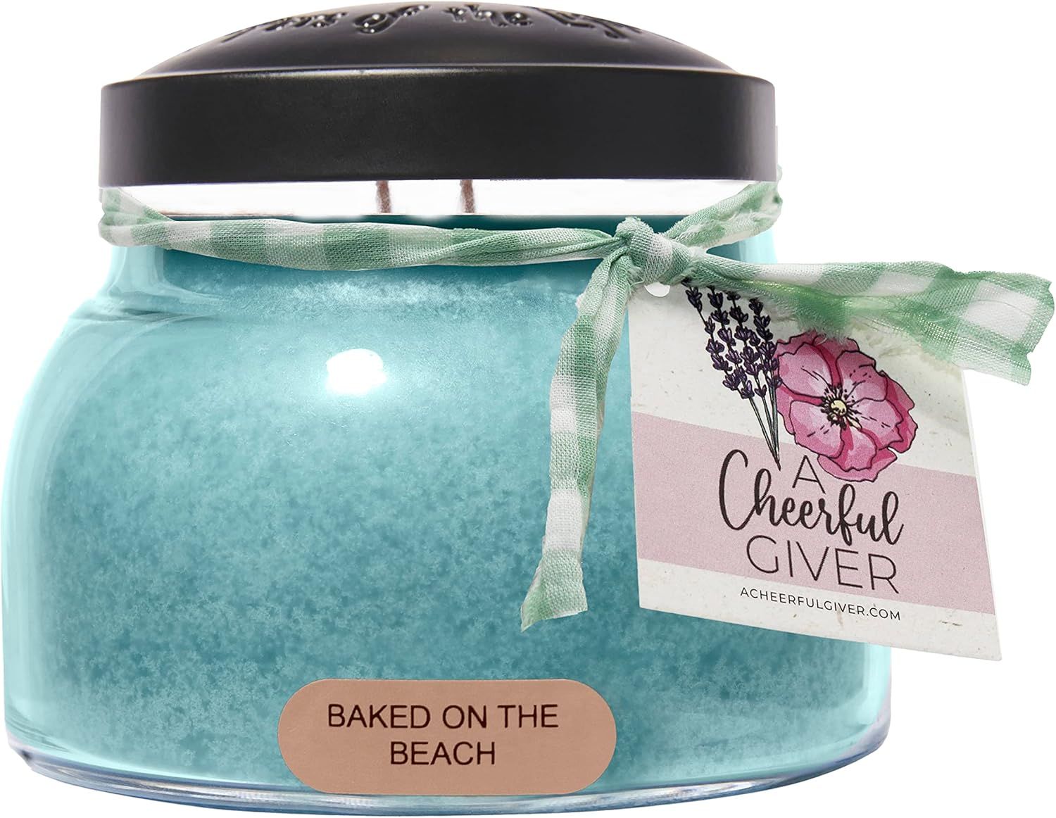 Baked on the Beach Blue Scented Candle with Black Lid