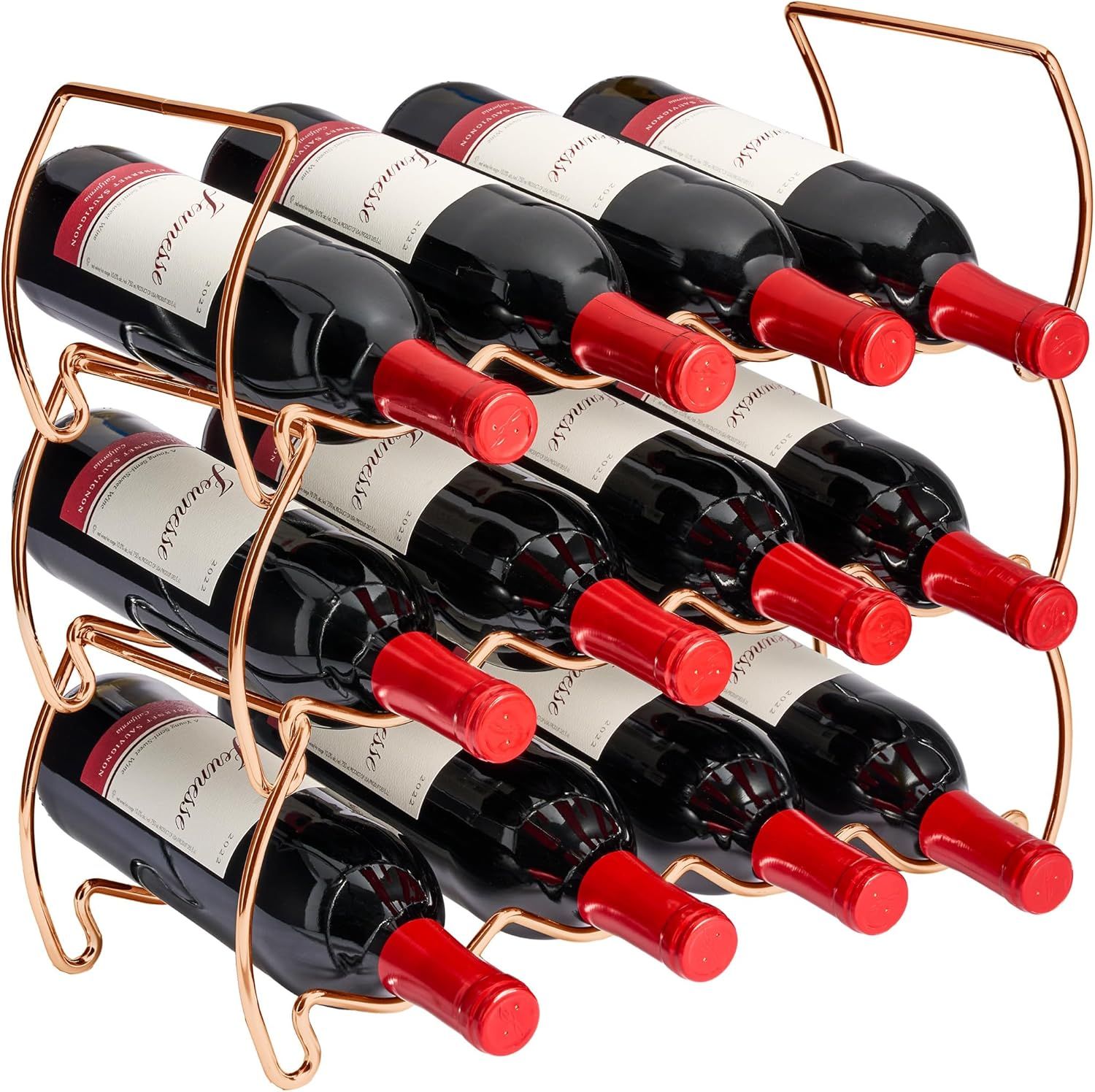 Copper 3-Tier Stackable Metal Wine Rack for 12 Bottles