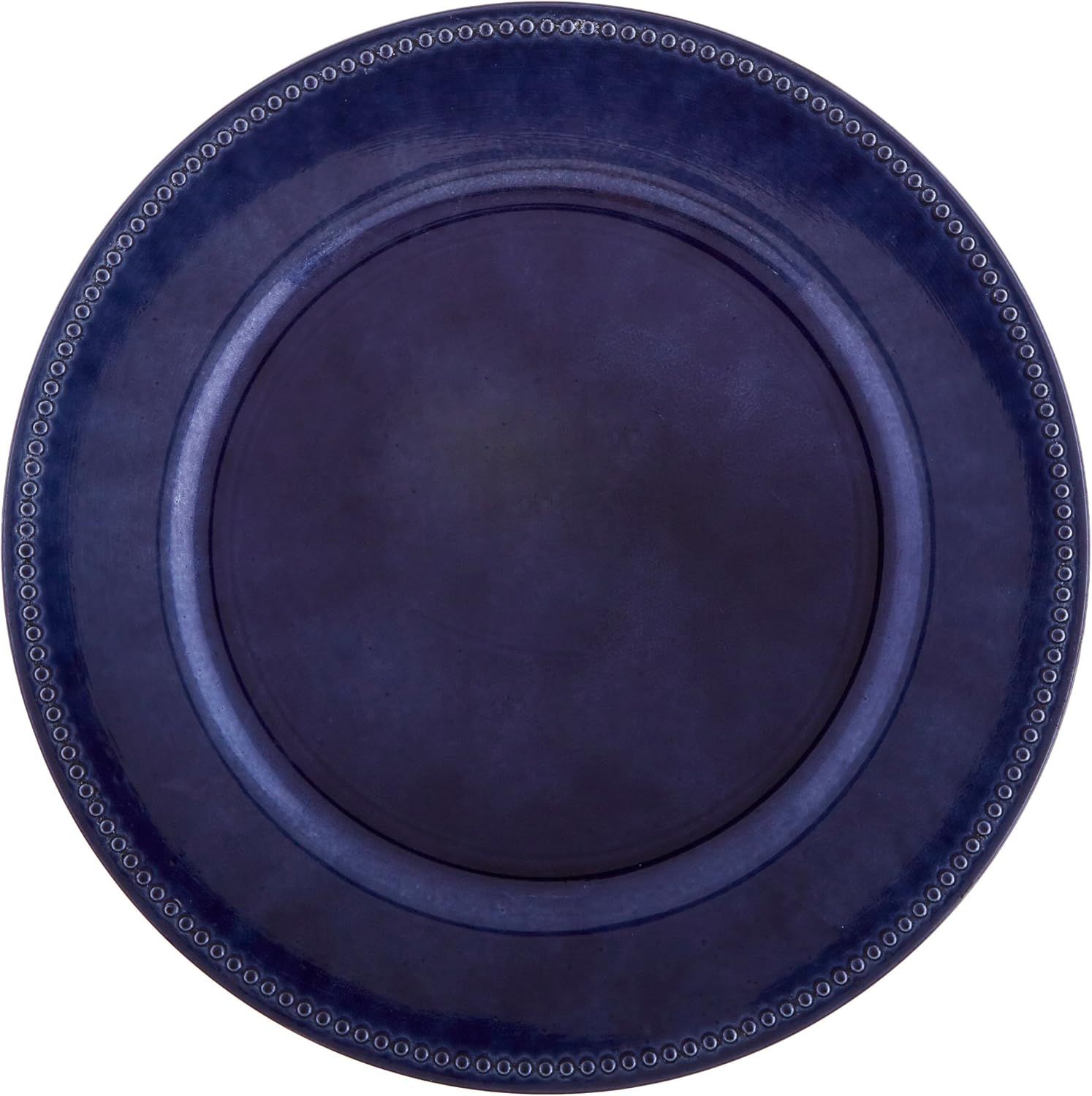 Blue Beaded Melamine Decorative Charger Plate