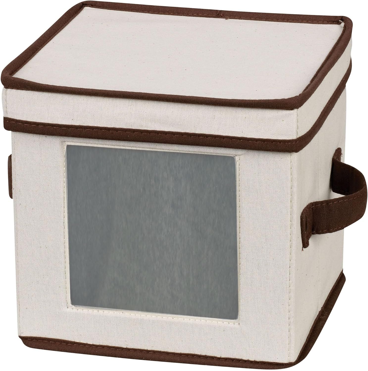 Natural Canvas and Brown Trim Lidded Storage Box