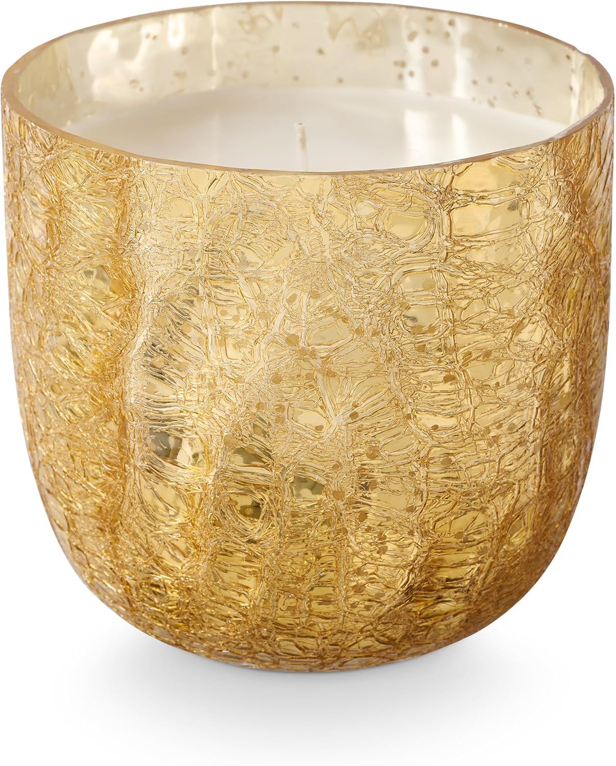 Large Gold Crackle Glass Fall Scented Soy Candle