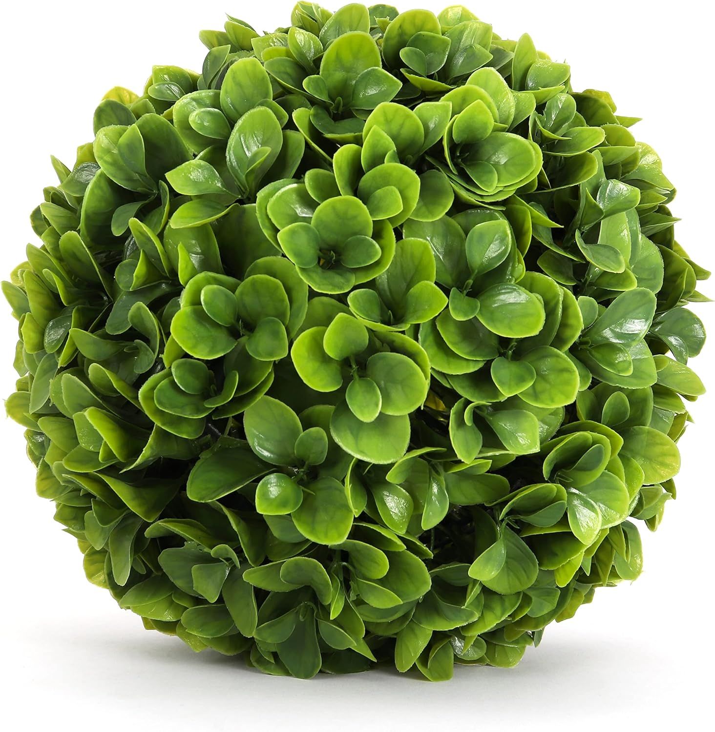 11" Green Plastic Boxwood Topiary Ball for Indoor/Outdoor Decor