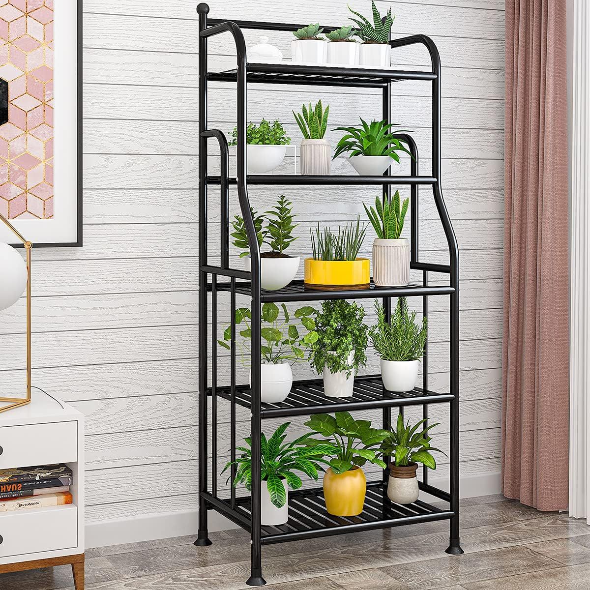 Black 5-Tier Iron Plant Stand and Storage Shelf