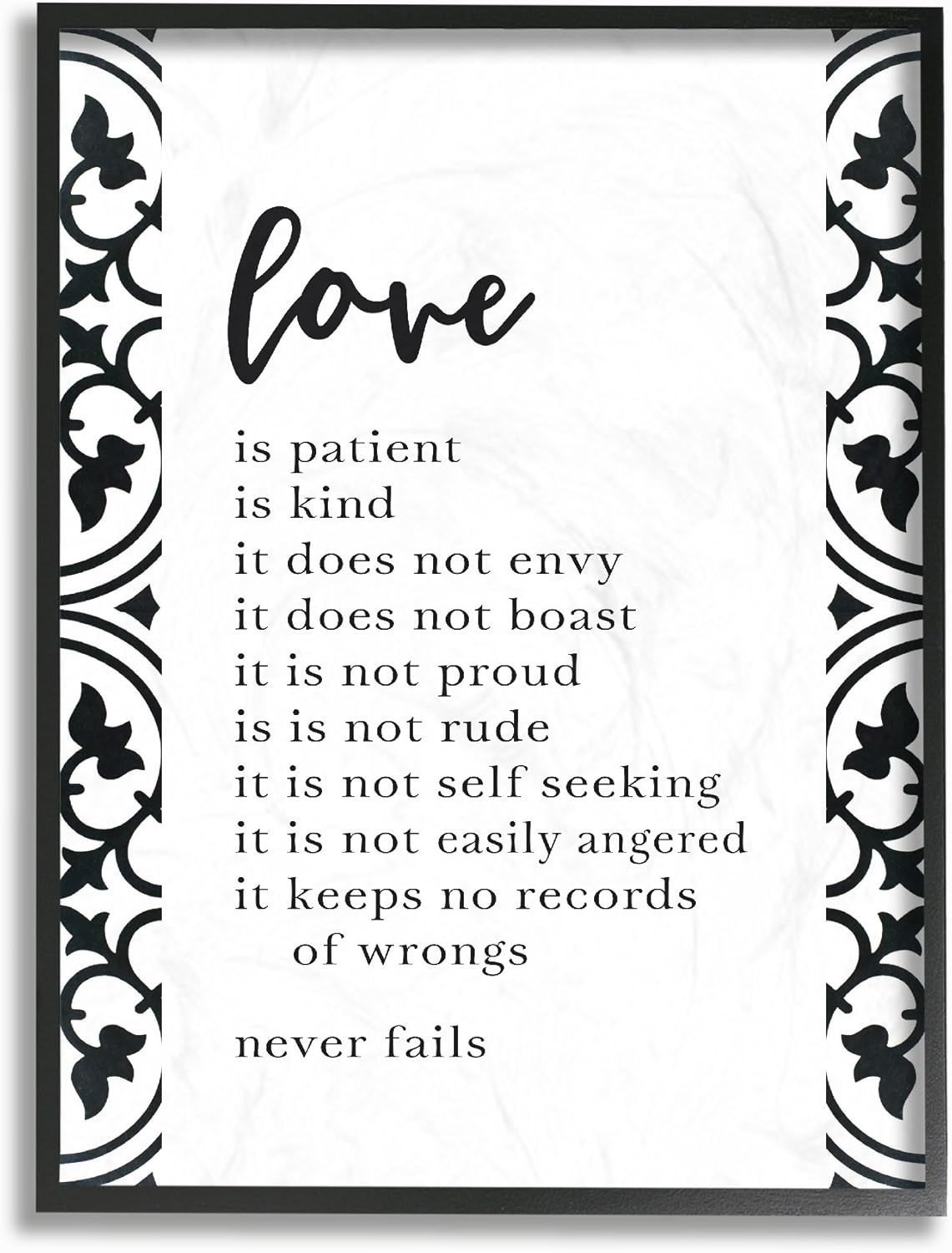 Love Is Patient Love Is Kind Black and White Framed Canvas Print