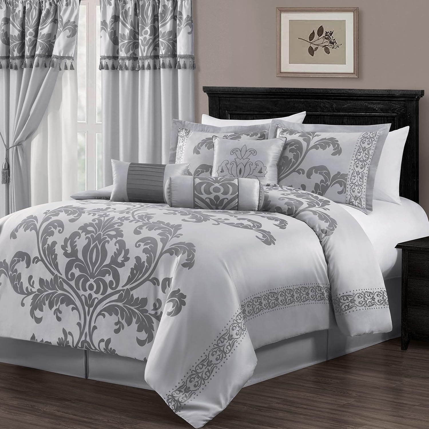 Royale Jacquard Floral 7 Piece Comforter Set