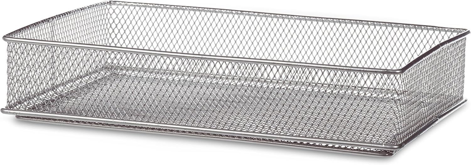 Silver Wire Mesh Rectangle Drawer Organizer 6x9x2