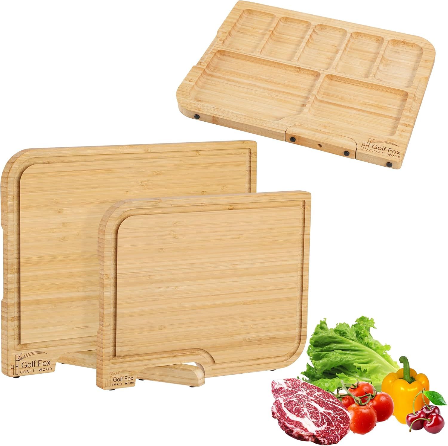 Eco-Friendly Bamboo Wood Cutting Board Set with Stand