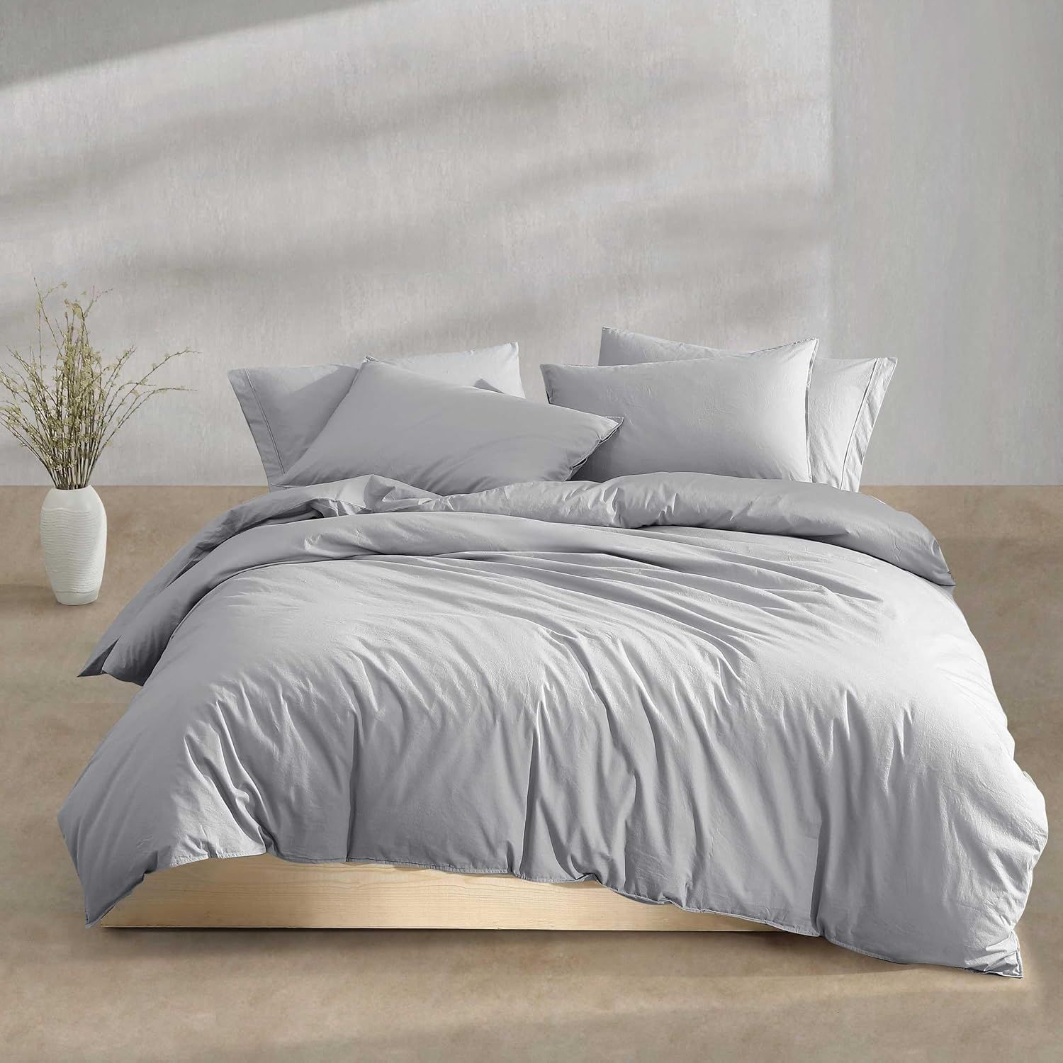 Steel Blue Cotton Queen Comforter Set with Shams