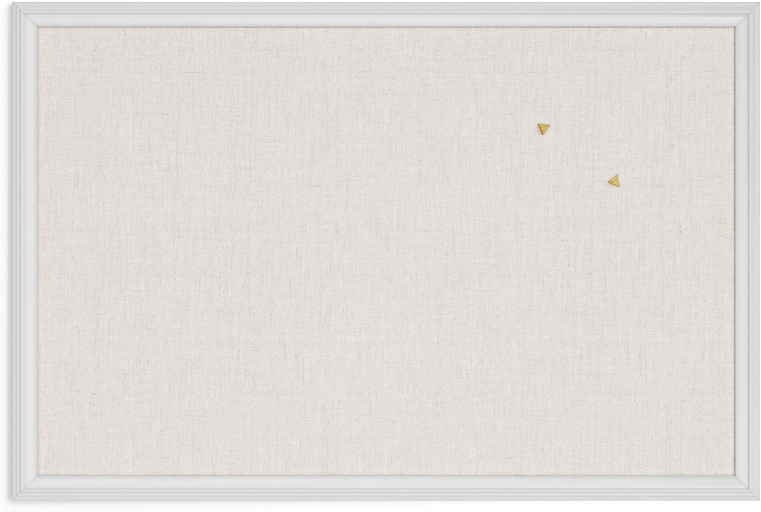 White Wood Frame Linen Covered Corkboard, 30" x 20"