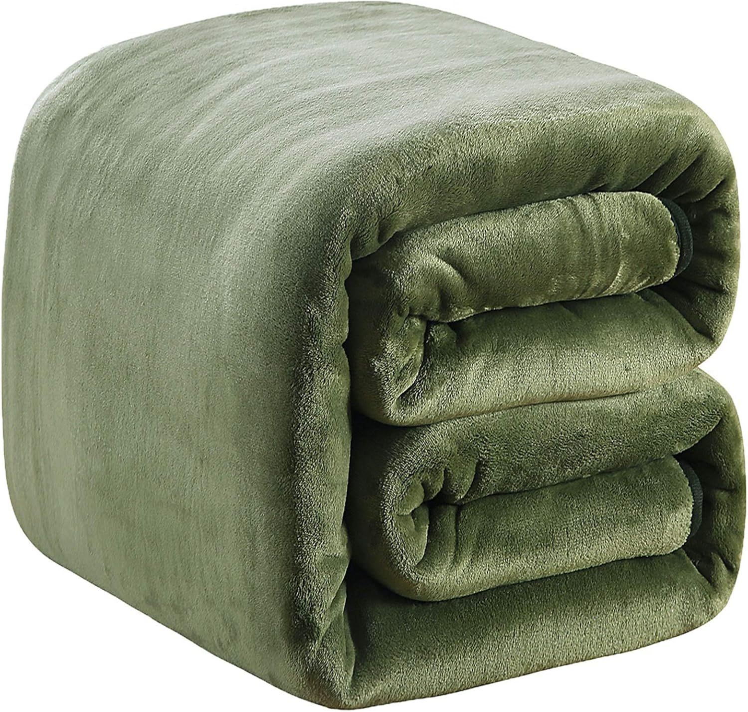 Green Queen Size Reversible Fleece Throw Blanket