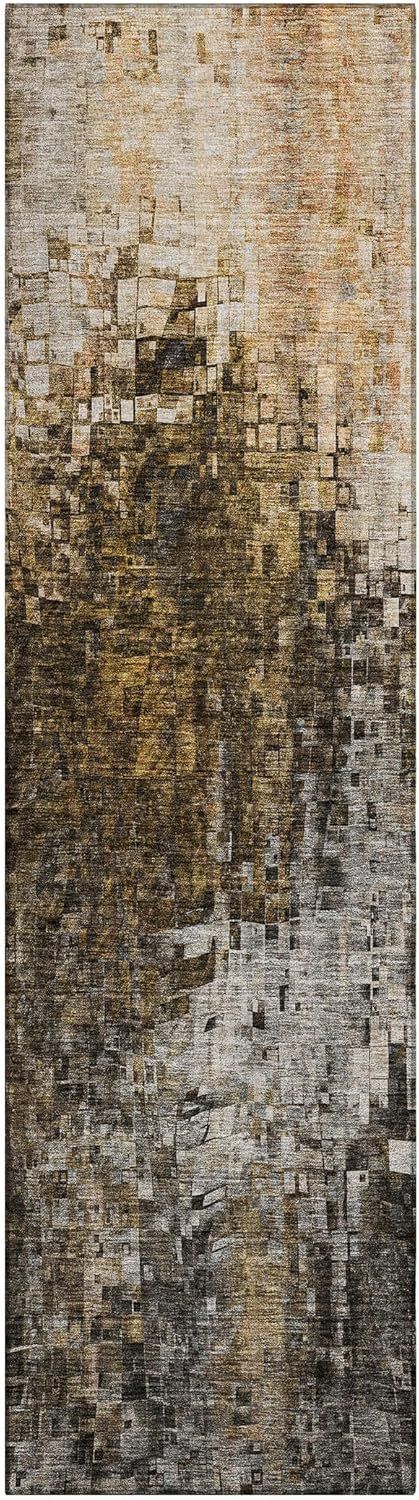 Brown Synthetic Flat Woven Non-Slip Runner Rug