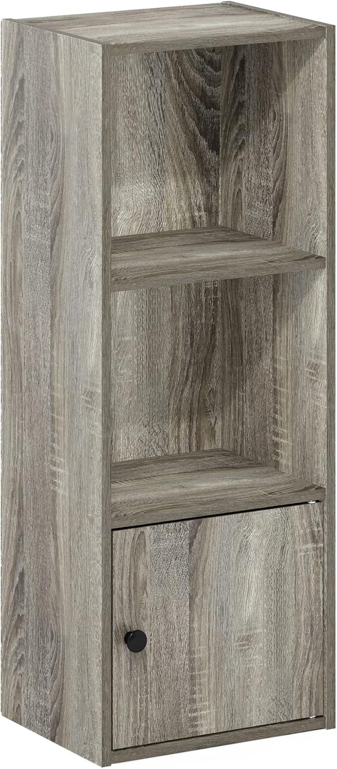 French Oak Compact Wood Bookcase with Door Storage