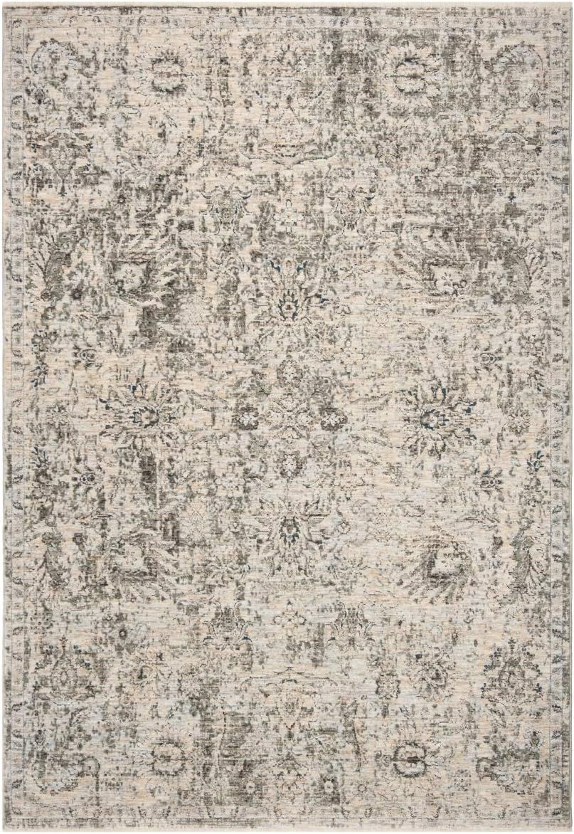 Gray and Beige 4' x 6' Synthetic Area Rug