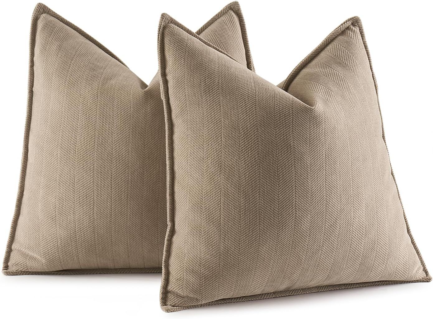 Khaki 20x20 Inch Soft Chenille Throw Pillow Covers