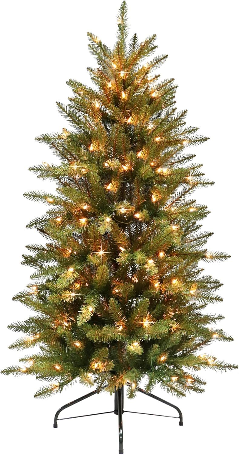 Slim Green Fir 4.5-Foot Pre-Lit Artificial Christmas Tree