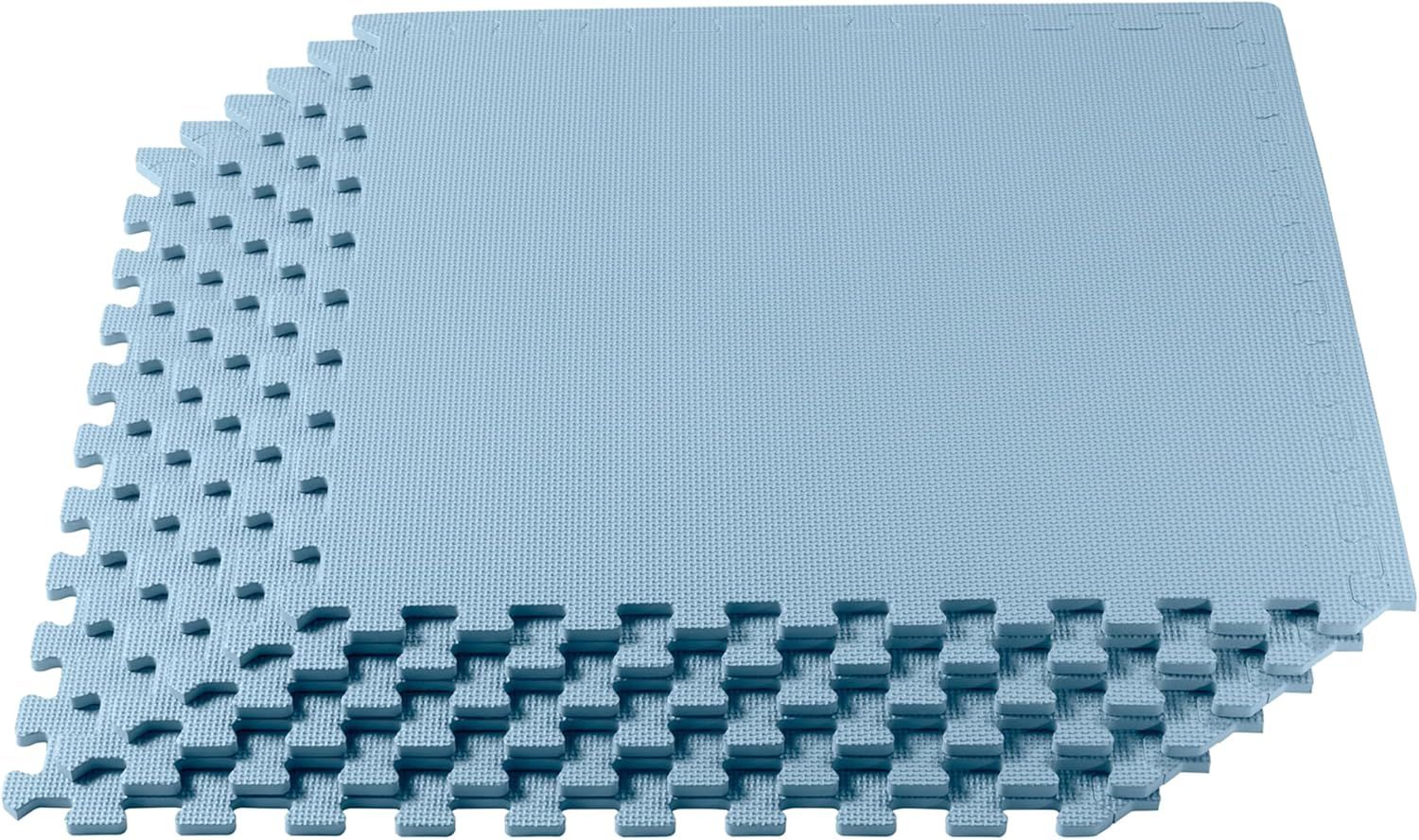 Light Blue EVA Foam Interlocking Gym Floor Tiles, 24 x 24 Inch