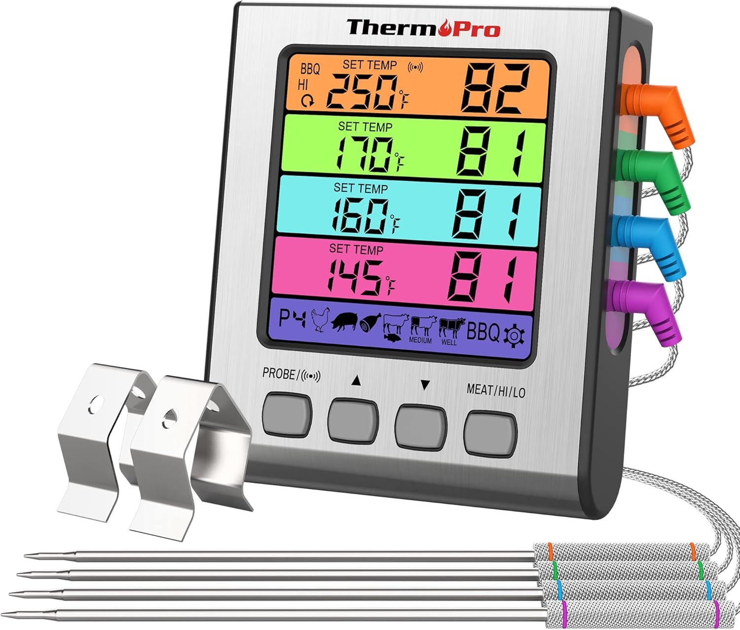 ThermoPro Digital Meat Thermometer with 4 Probes and Backlit LCD