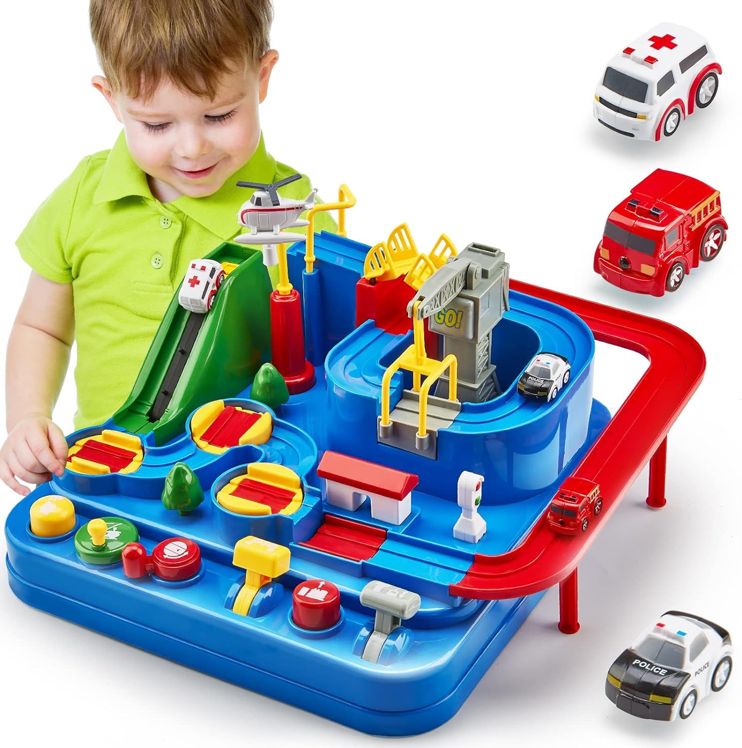 Large Blue and Red ABS Plastic Race Track Playset