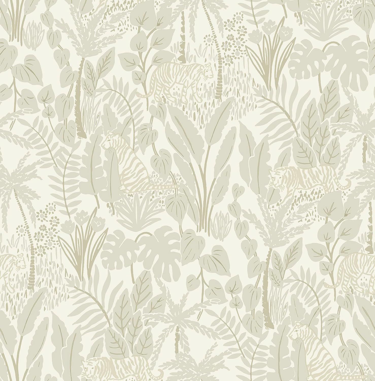 Taupe Jungle Tiger Peel and Stick Wallpaper Roll