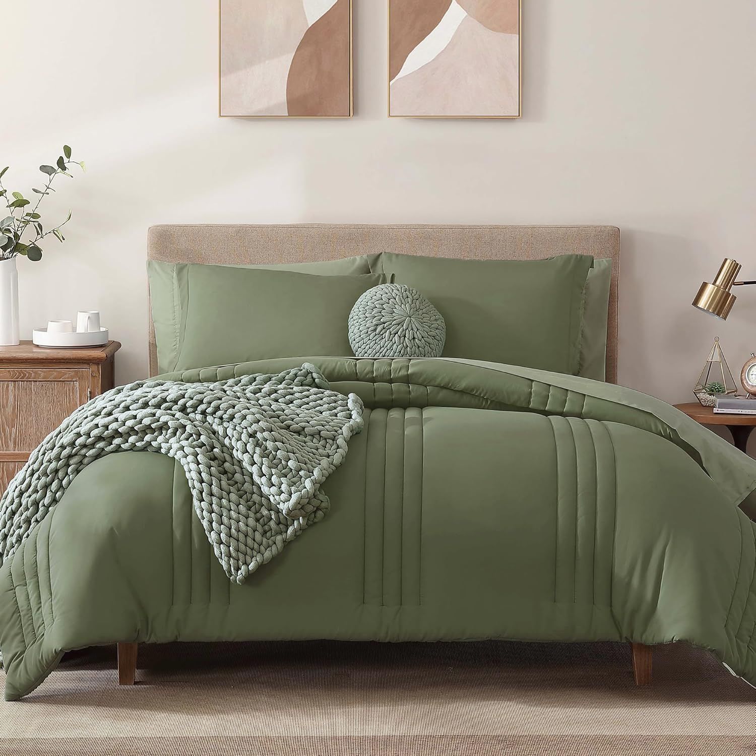 Sage Green Queen 7-Piece Bed in a Bag Set