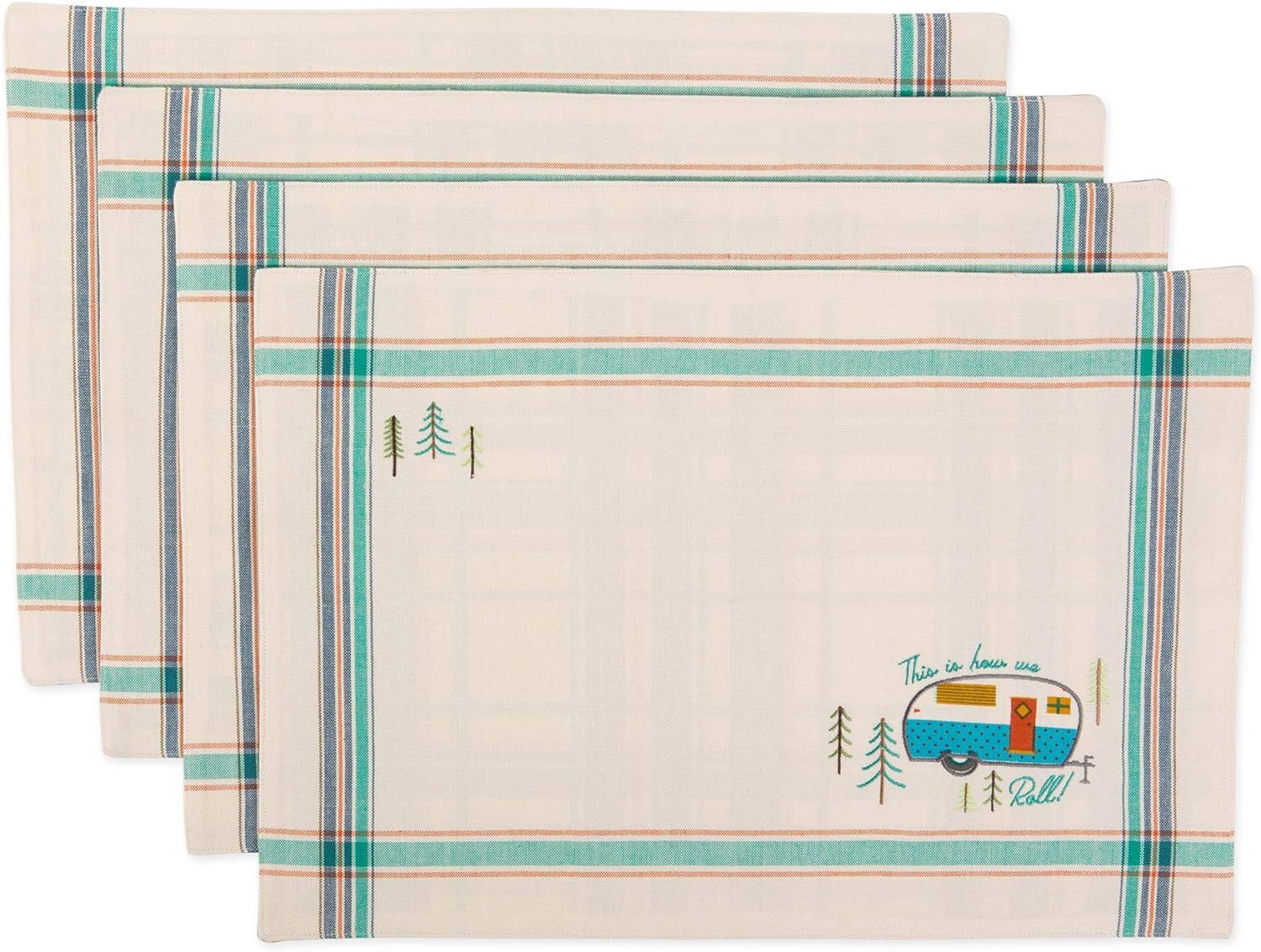 Rustic Off-White Cotton Camper Placemats Set of 4