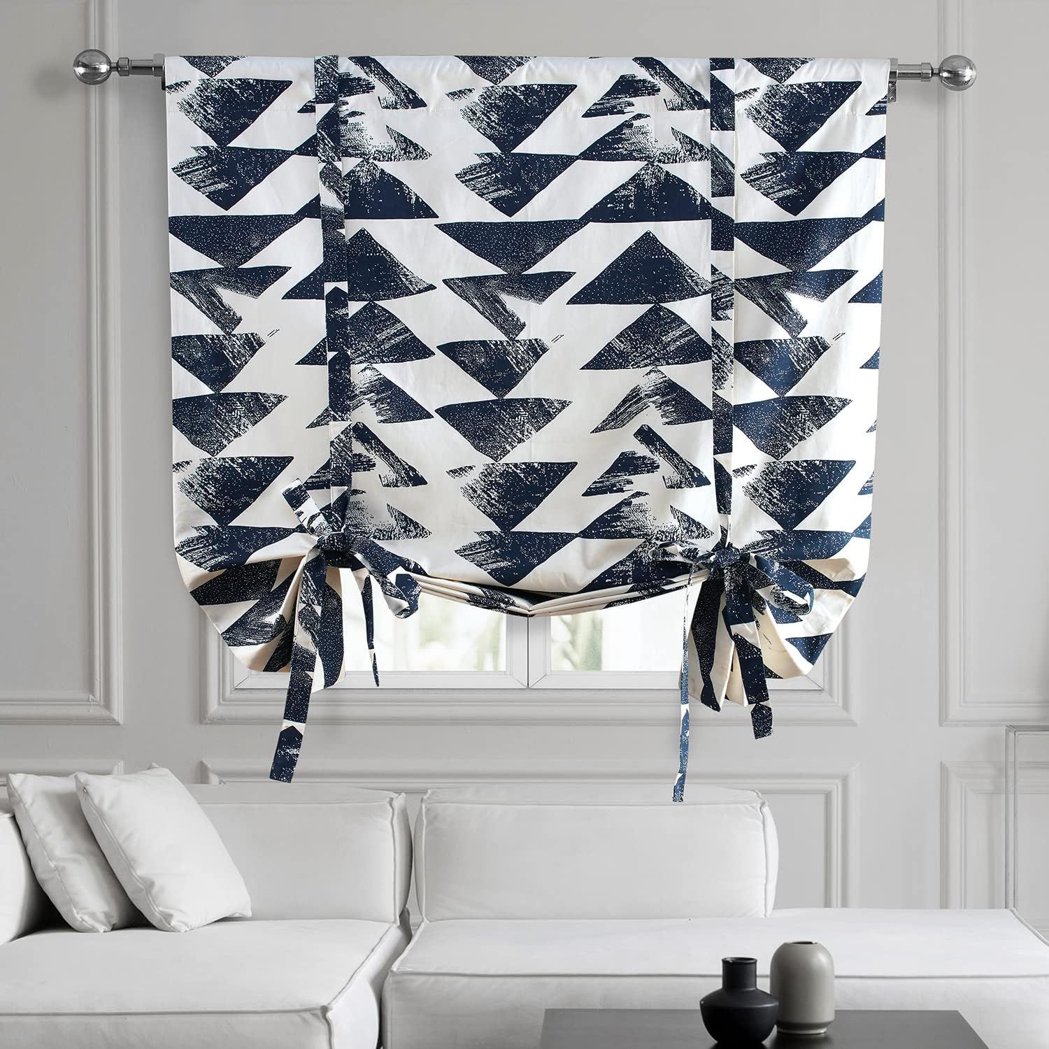 Triad Indigo Cotton Room-Darkening Tie-Up Window Shade