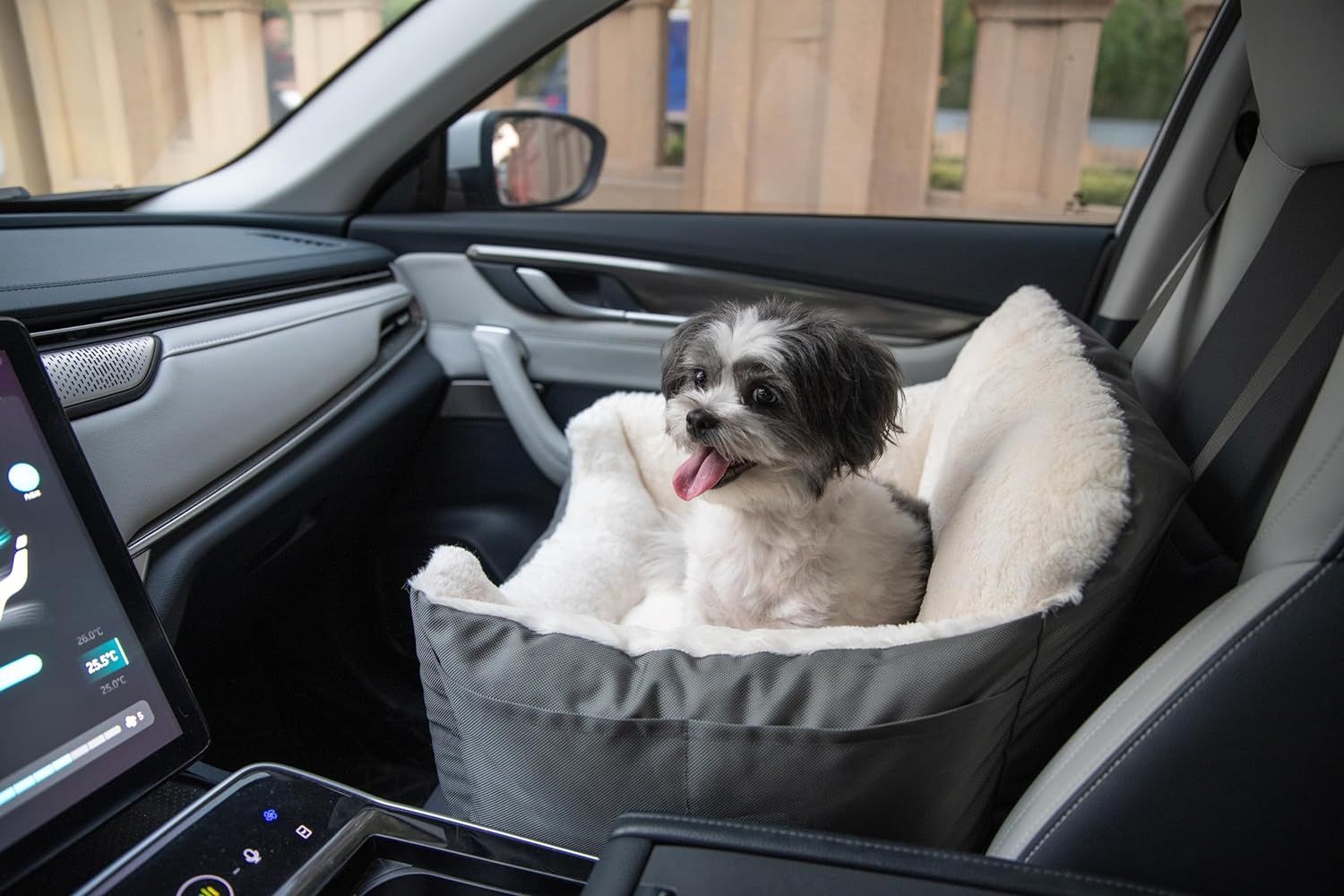 Medium Gray Soft Sided Dog Car Booster Seat