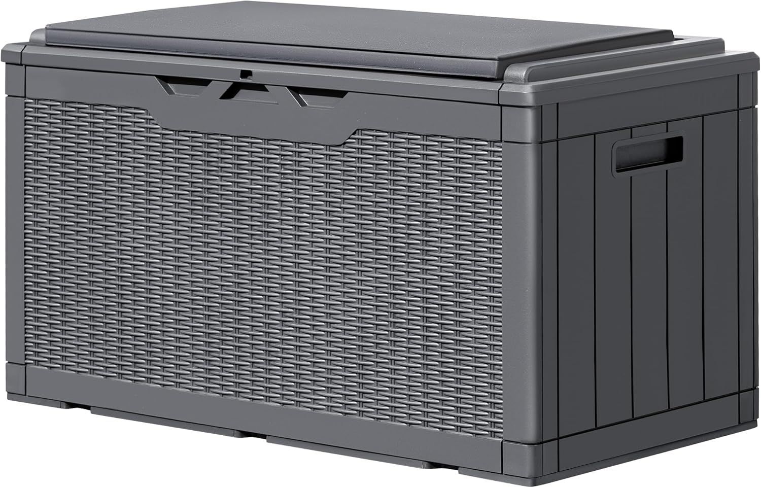 Gray Lockable Weather-Resistant Plastic Deck Box with Cushion