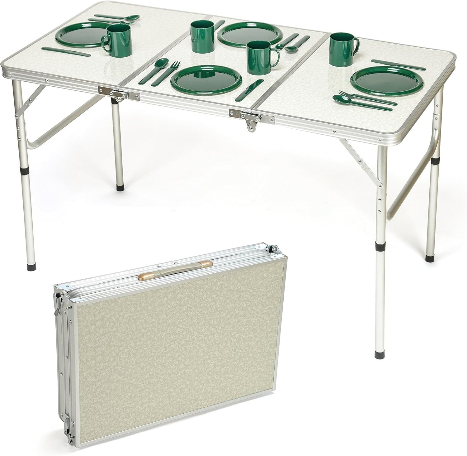 Adjustable Lightweight Aluminum Folding Camping Table, 26" x 19"