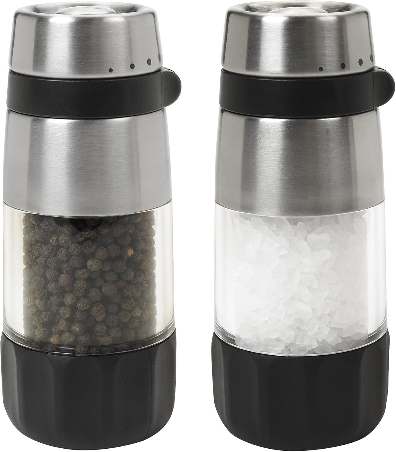 Stainless Steel and Plastic Salt and Pepper Grinder Set