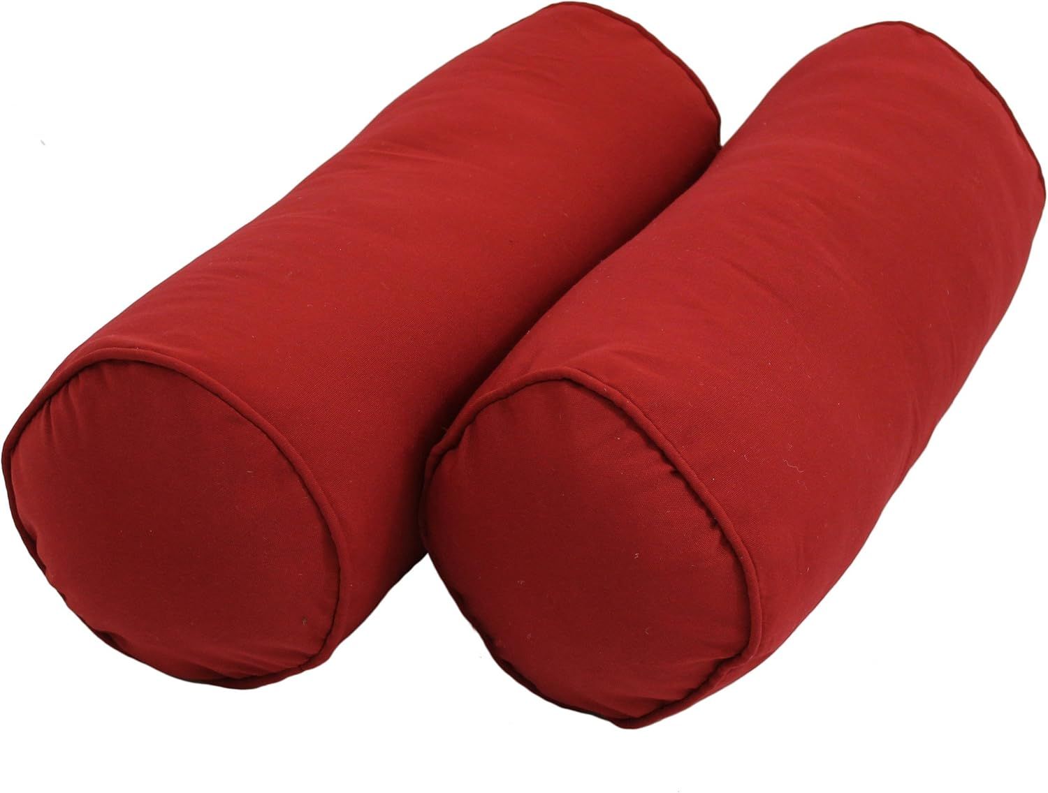 Ruby Red Twill Bolster Pillows Set of 2, 20" x 8"