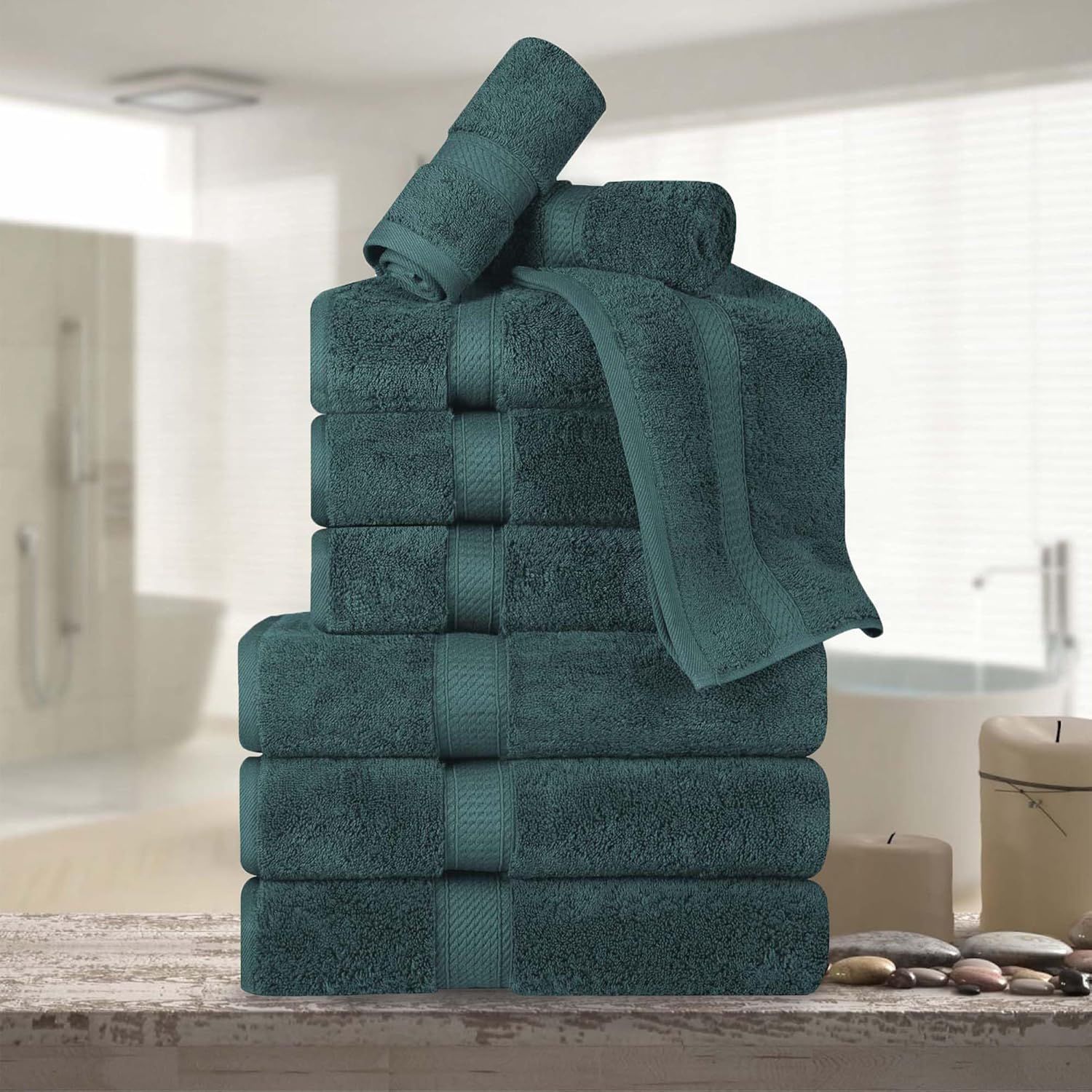 Teal Egyptian Cotton Ultra Plush 9-Piece Towel Set