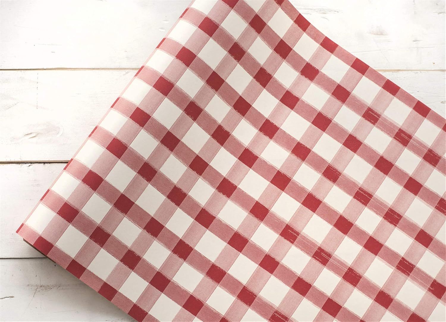 Red and White Buffalo Check Paper Table Runner